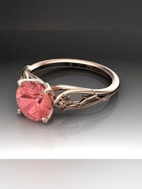 Rose Gold Plated Pink Mystic Topaz Vine Flower Retro Ring Size 8 NWT